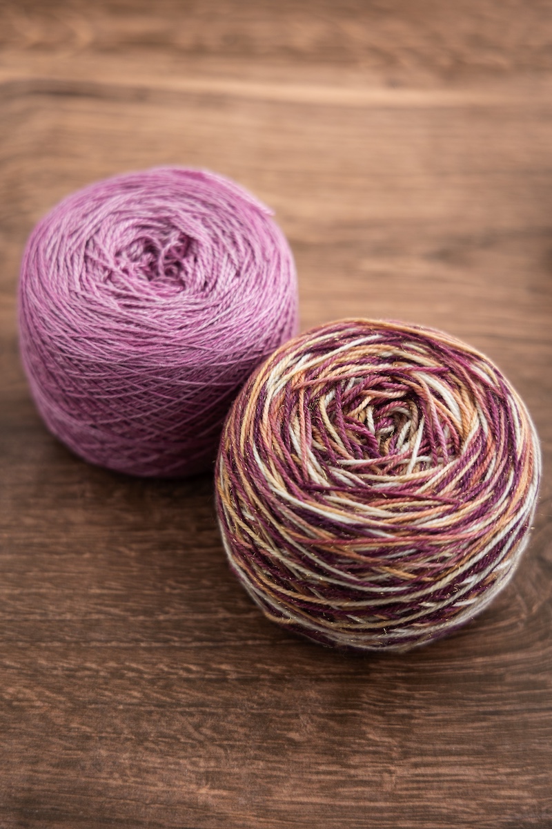 Two skeins of yarn wound and ready for weaving