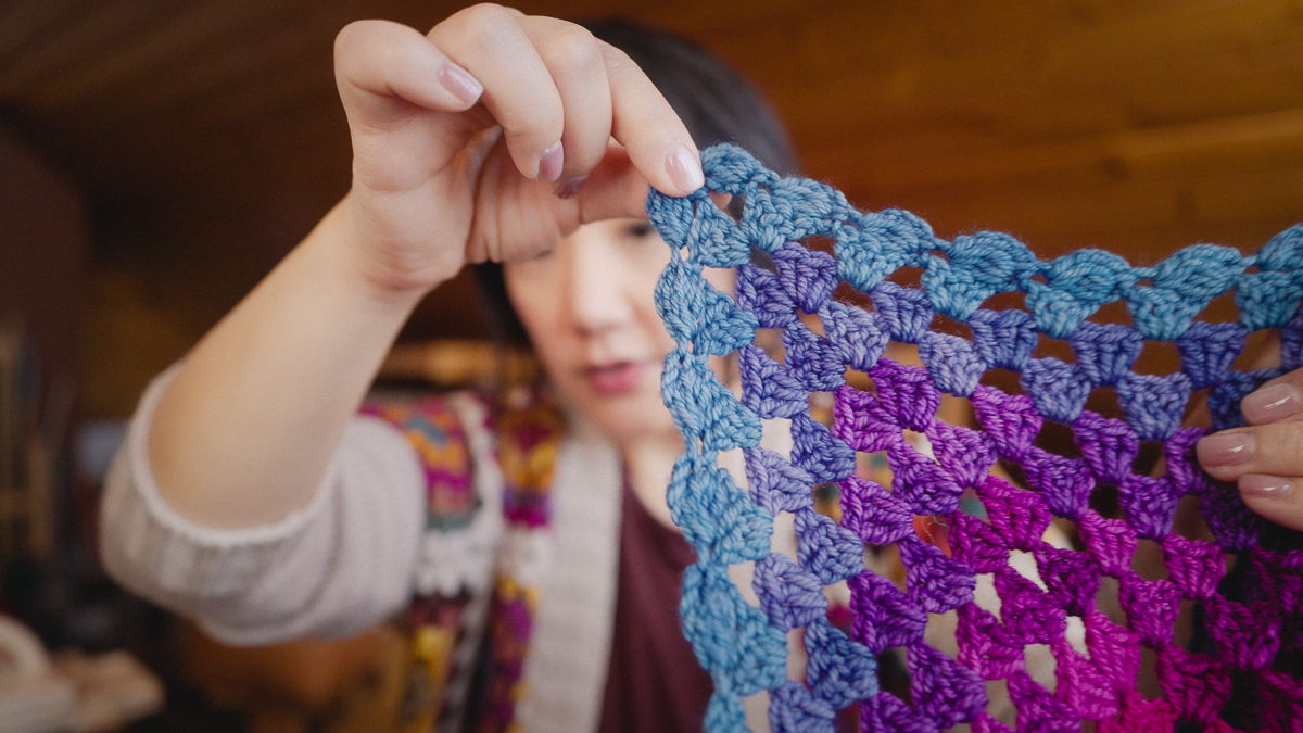 The Coast to Colour Shawl by Charlotte Lee features a beautiful Bobble Stitch border.