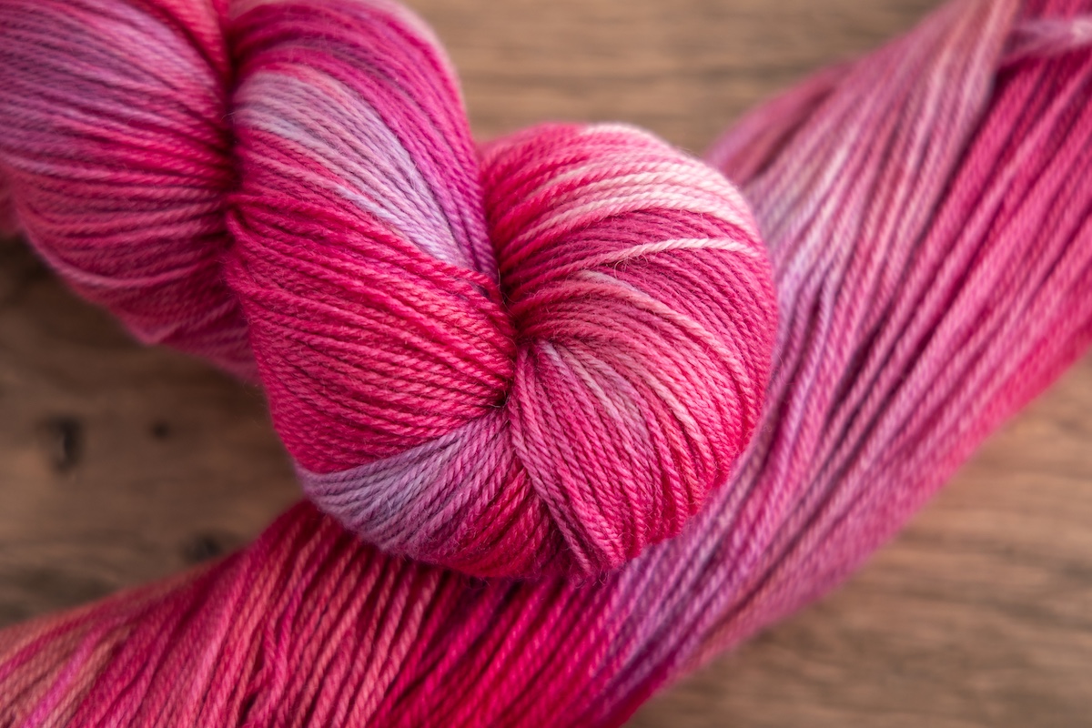 hand dyed yarn skein by SweetGeorgia in So Kawaii on BFL+Silk Fine