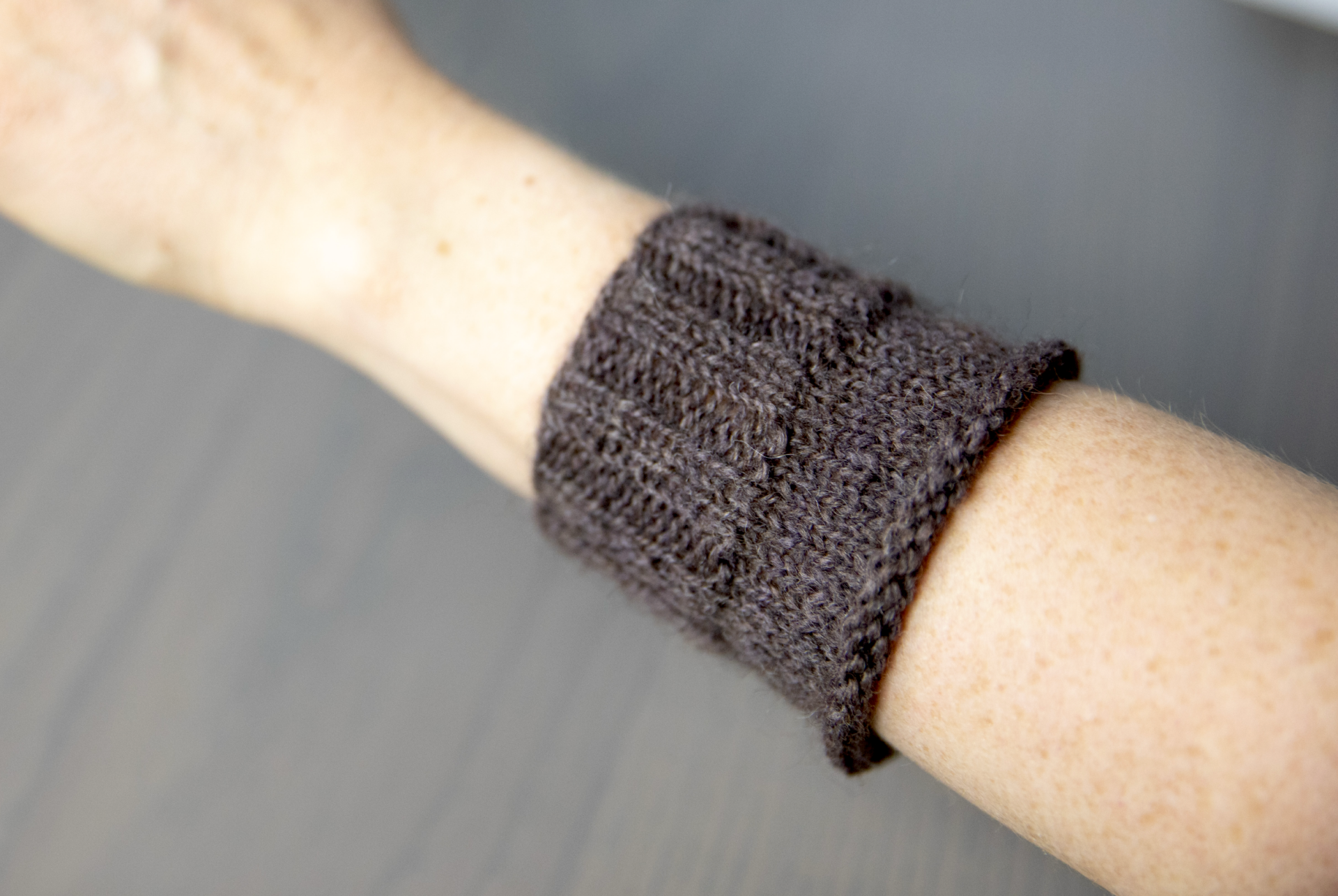 Another 2x2 rib wrist distaff but this has stockinette as well.