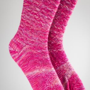 Kelias socks pattern knit in So Kawaii Club colourway