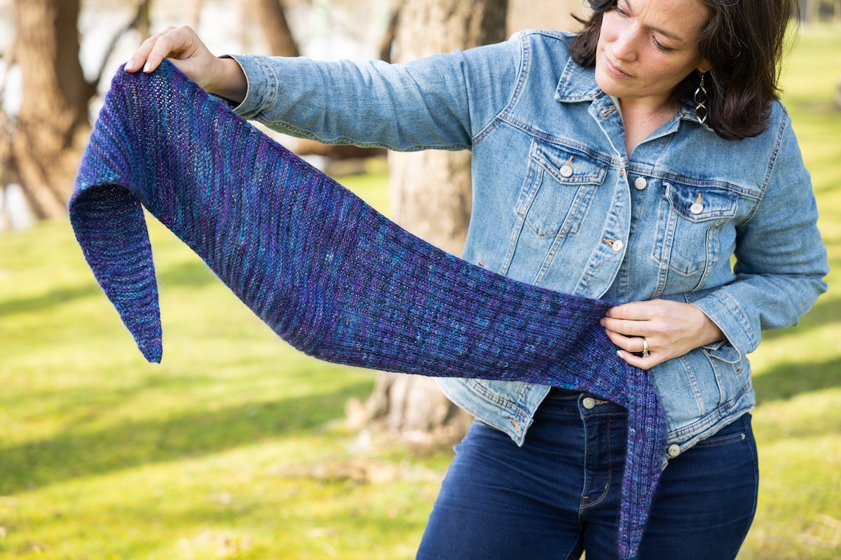 Rib Welt Scarf knitting project — open view