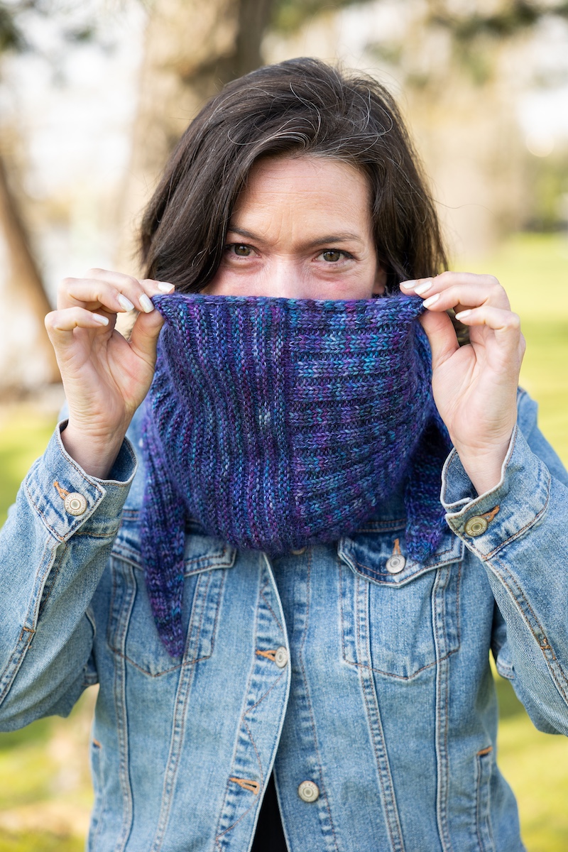Rib Welt Scarf knitting project — showing the different knit ribbing and welting