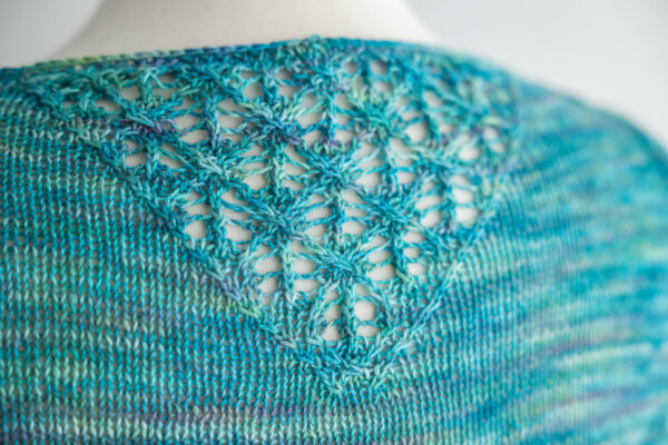 Every Berry knit tee sample — back lace detail