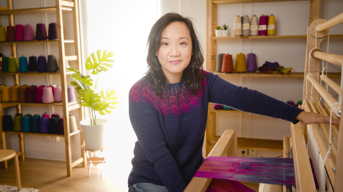 Felicia with a Mira loom