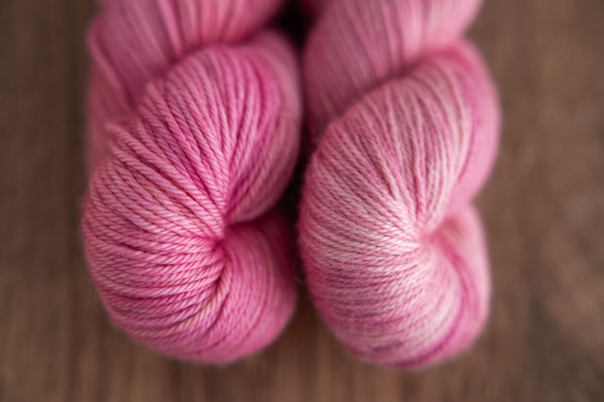Trifecta Fine (BFL, Mohair and Silk) and Superwash Worsted (Superwash Merino) hand-dyed yarn skeins