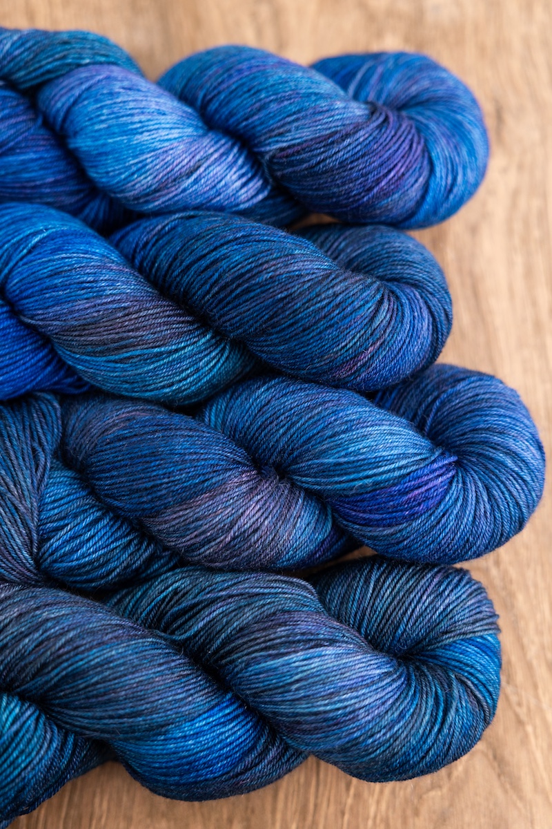 hand dyed cosmic cobalt, saturated blue yarn skein
