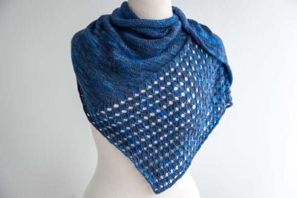 Sheaves shawl pattern knit in Lapis Lazuli Secret Stash Club hand-dyed yarn