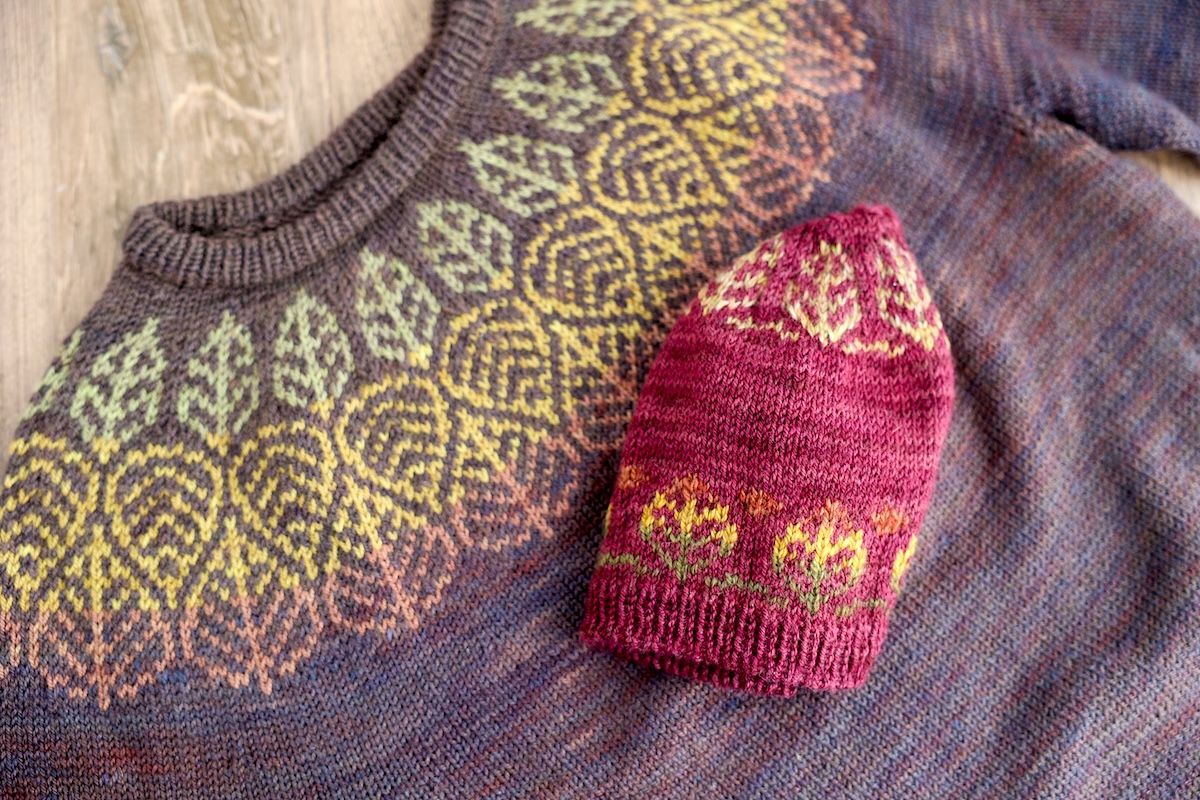 Hat as a swatch on a colourwork sweater