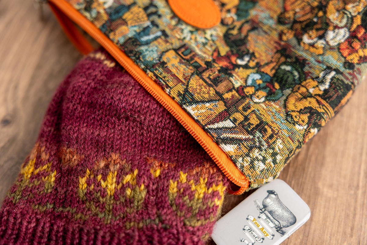 Purl stitches on hat swatch. 