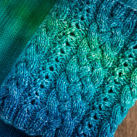 Cabled knit cowl and gradient double sock blank