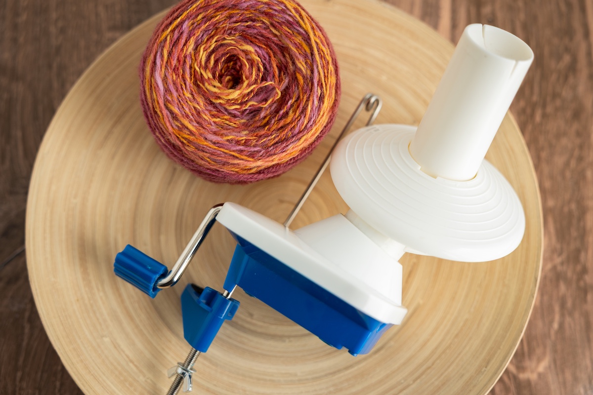 Handspun Charollais "Summer Sunsets" and Estelle Ball Winder