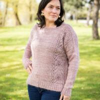 Pink Fizz knit sweater in hand-dyed SweetGeorgia yarn