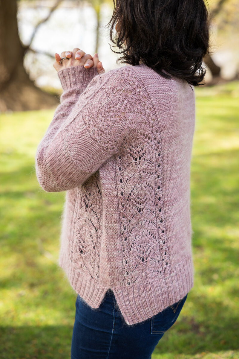 Pink Fizz knit sweater in hand-dyed SweetGeorgia yarn