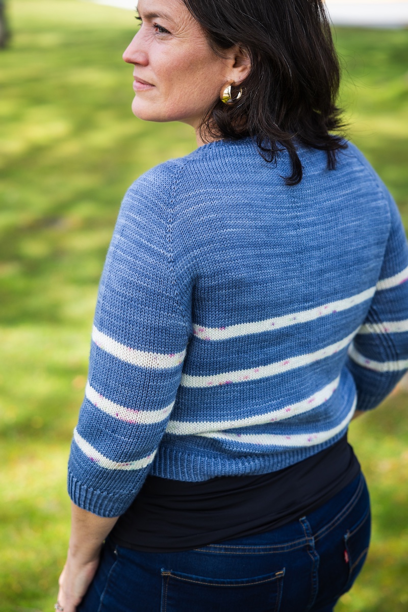 striped sweater knitting pattern in hand dyed sock yarn