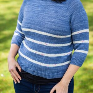 striped sweater knitting pattern in hand dyed sock yarn
