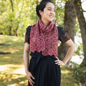 Lace knit scarf knit in hand dyed yarn