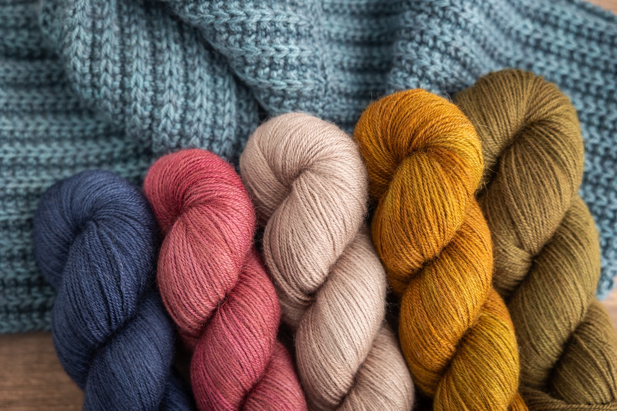 Barbara knit cowl colour options in SweetGeorgia Trifecta Fine yarn