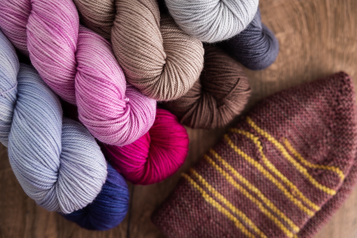 SweetGeorgia Merino DK yarn and Transmission Hat sample