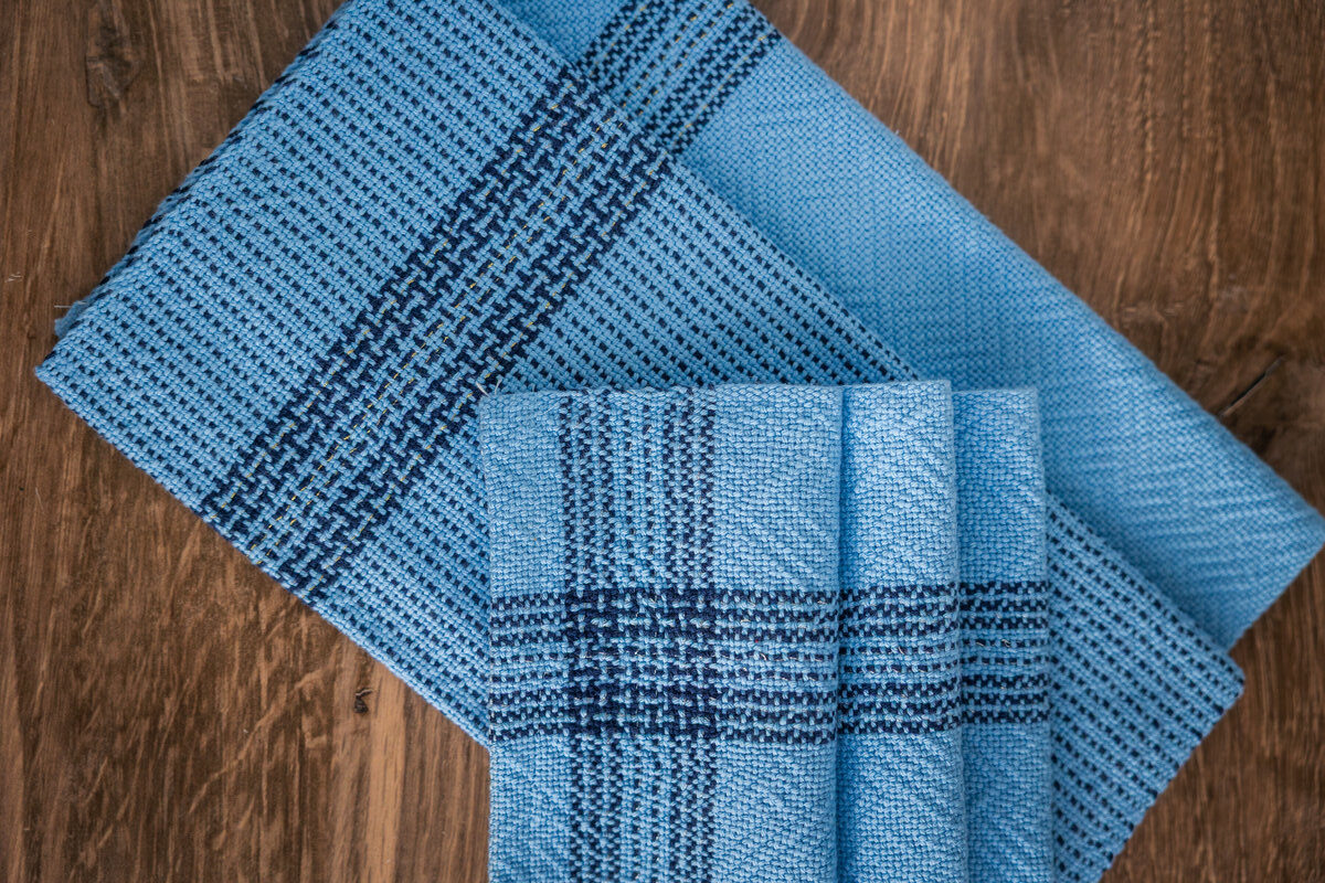 Breakfast eggs in blue