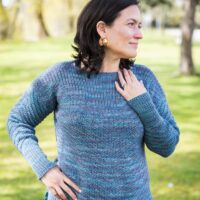 hand knit Hamilton sweater in hand-dyed yarn