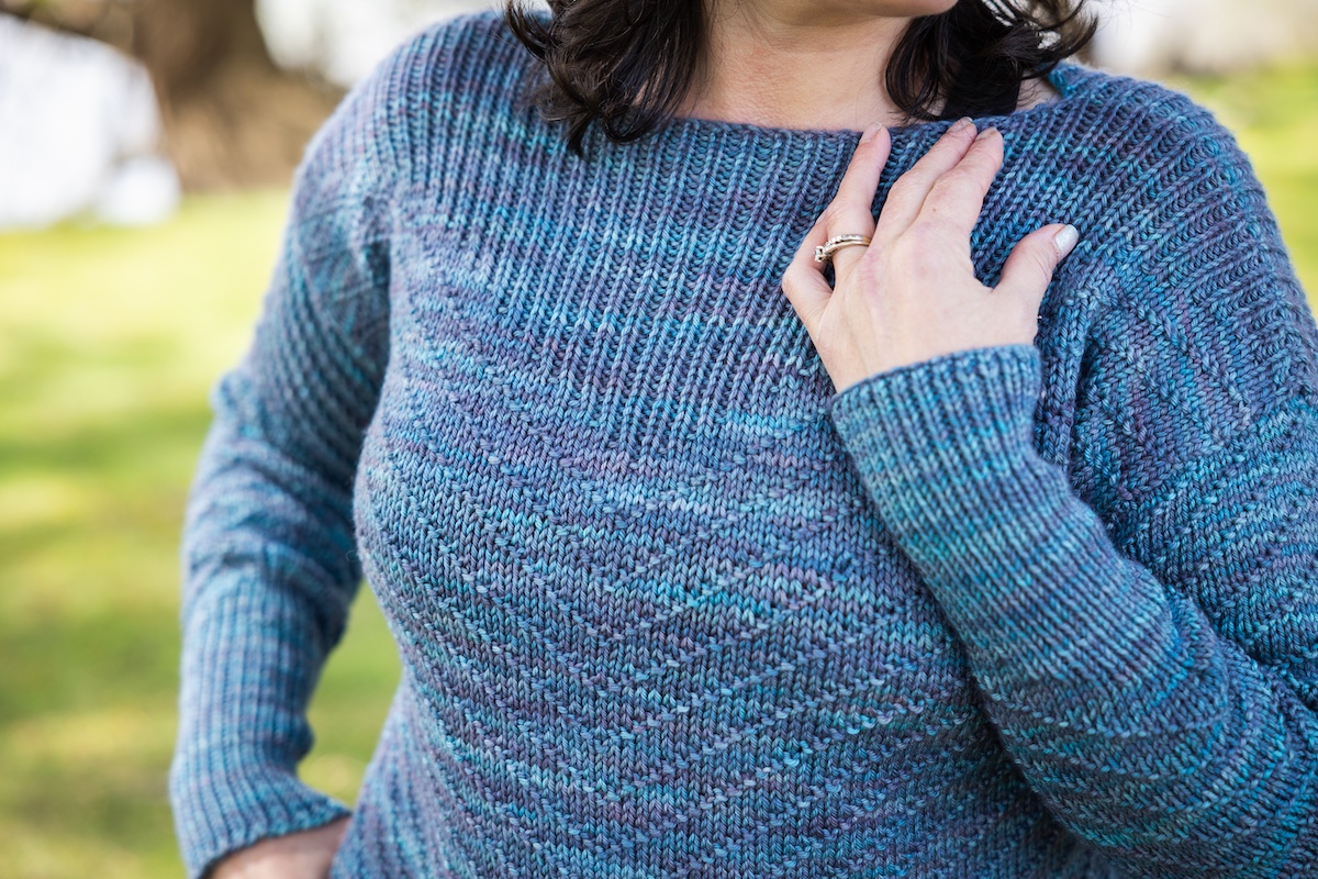 neckline detail of knit sweater