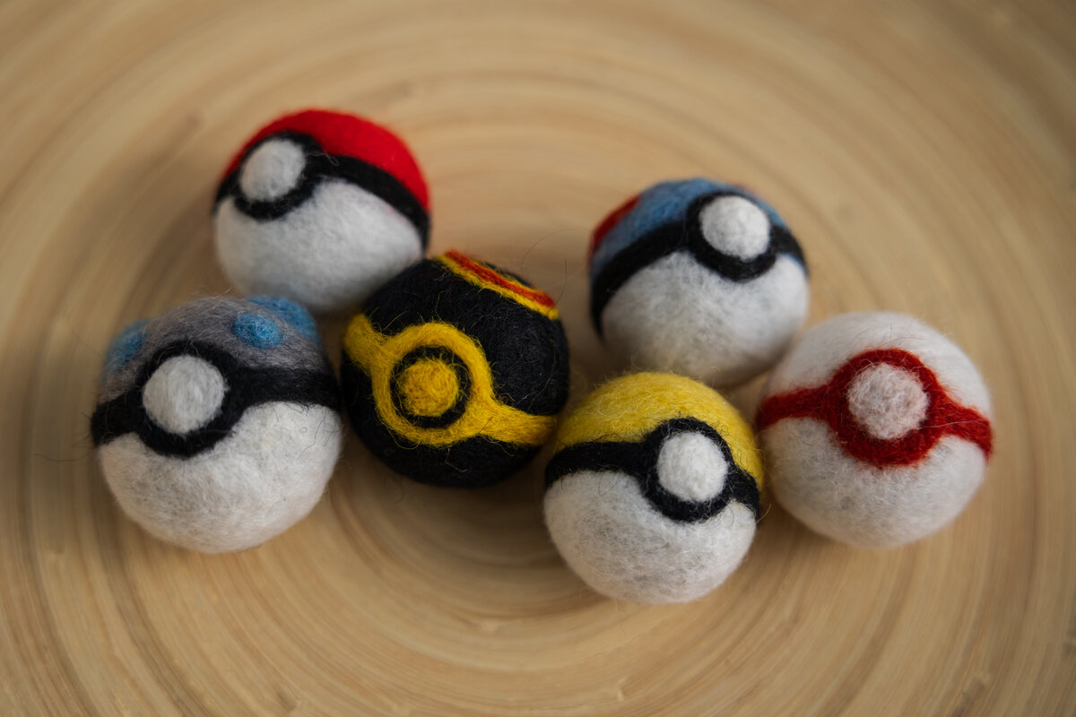 Felted pokemon balls