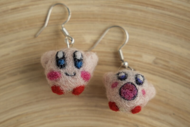 Kirby felted earrings