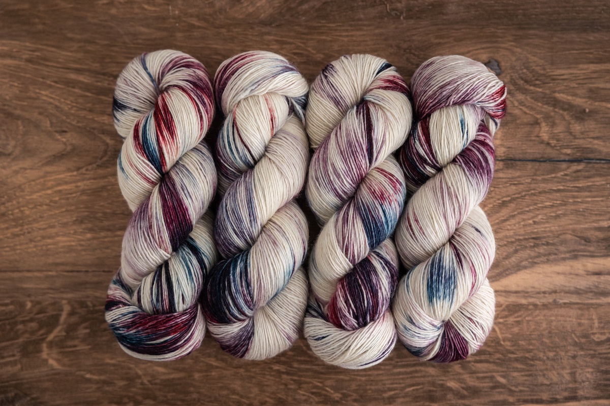 hand-dyed yarn in SweetGeorgia Club colours
