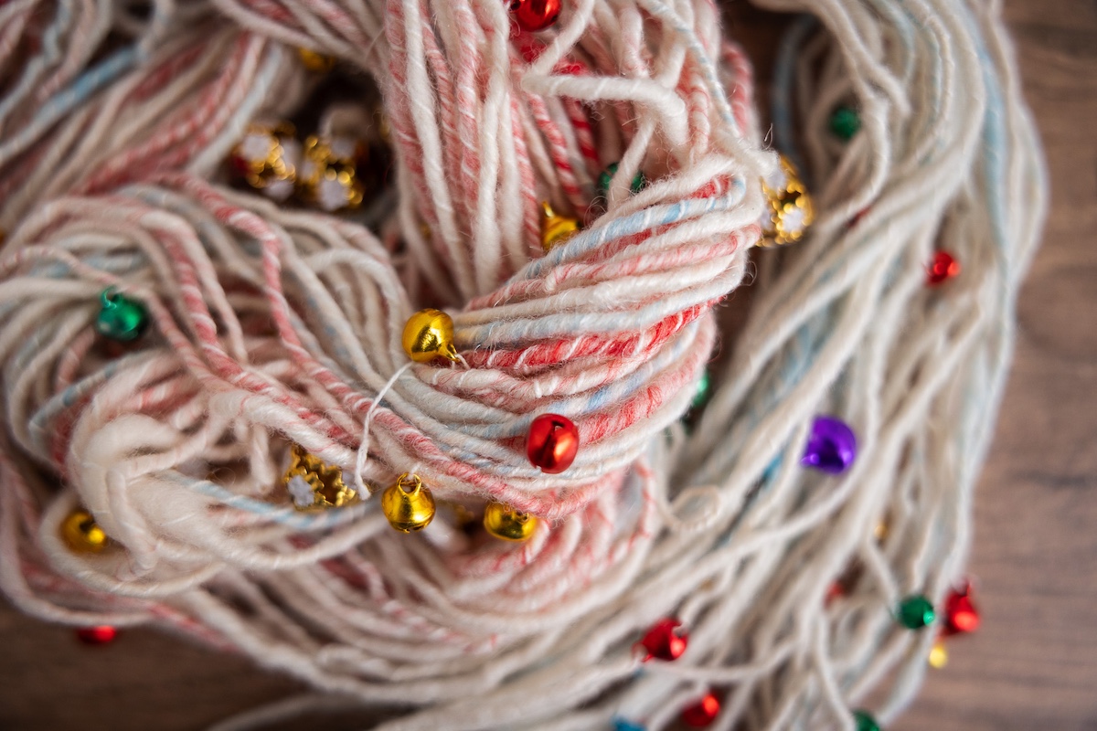 Jingle Bell yarn spun by Rachel Smith