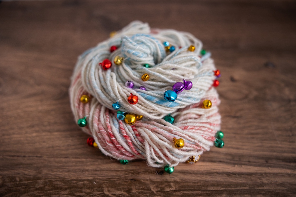 Jingle Bell yarn spun by Rachel Smith