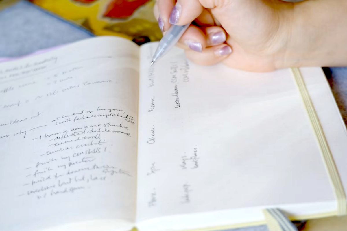 Felicia writing out her 2026 goals