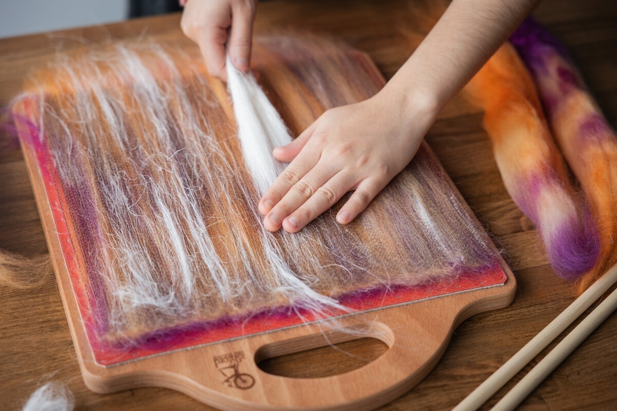 Team Bast Fibre Blending Day on a blending board SweetGeorgia Studio January 9, 2026