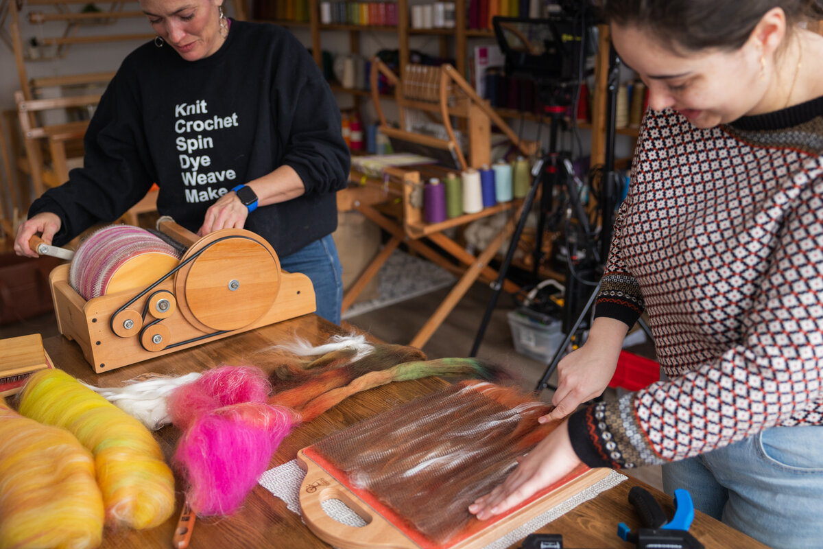 Team Bast Fibre Blending Day SweetGeorgia Studio January 9, 2026