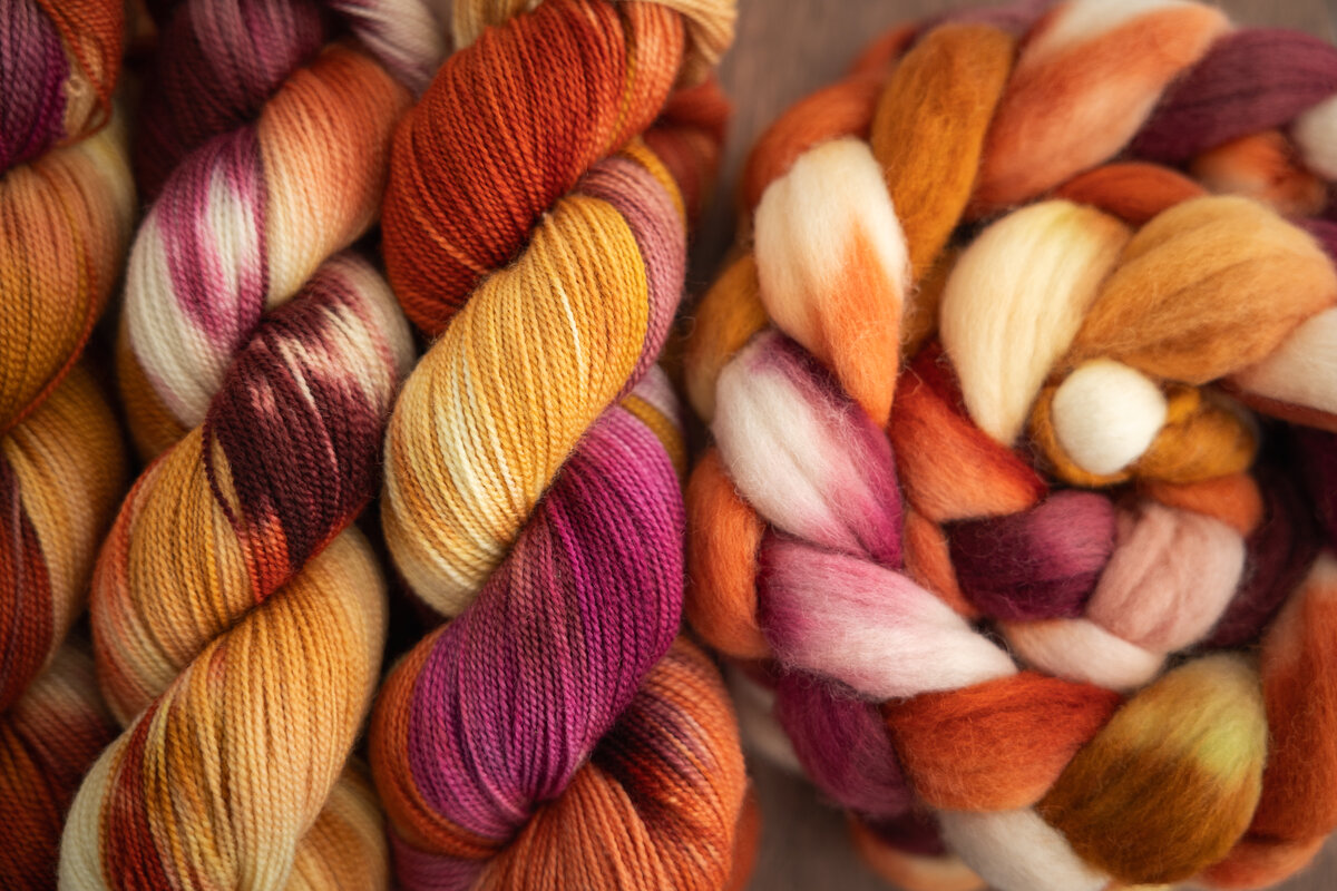 Dyed on: Corriedale Sock and Corriedale Fibre Chinese New Year Colourway 2026 (Fire Horse)