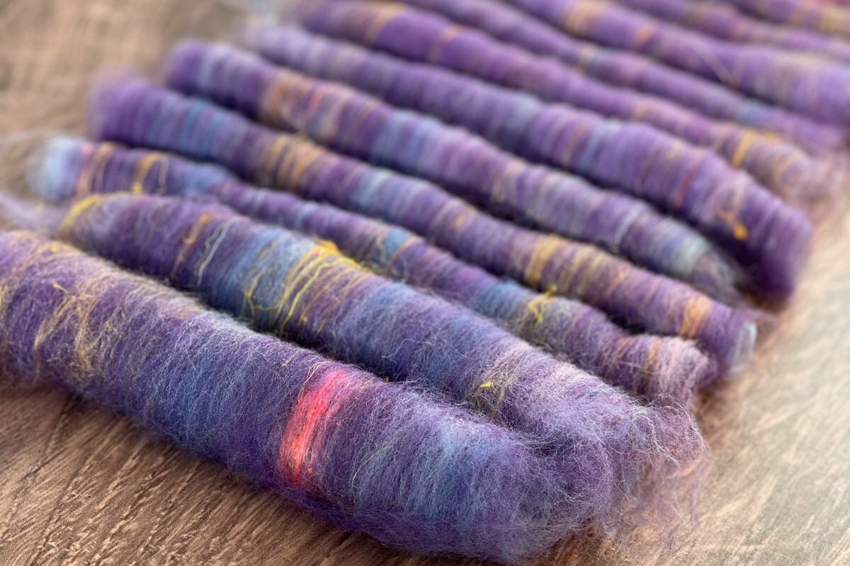 Greta's rolags from a blending board