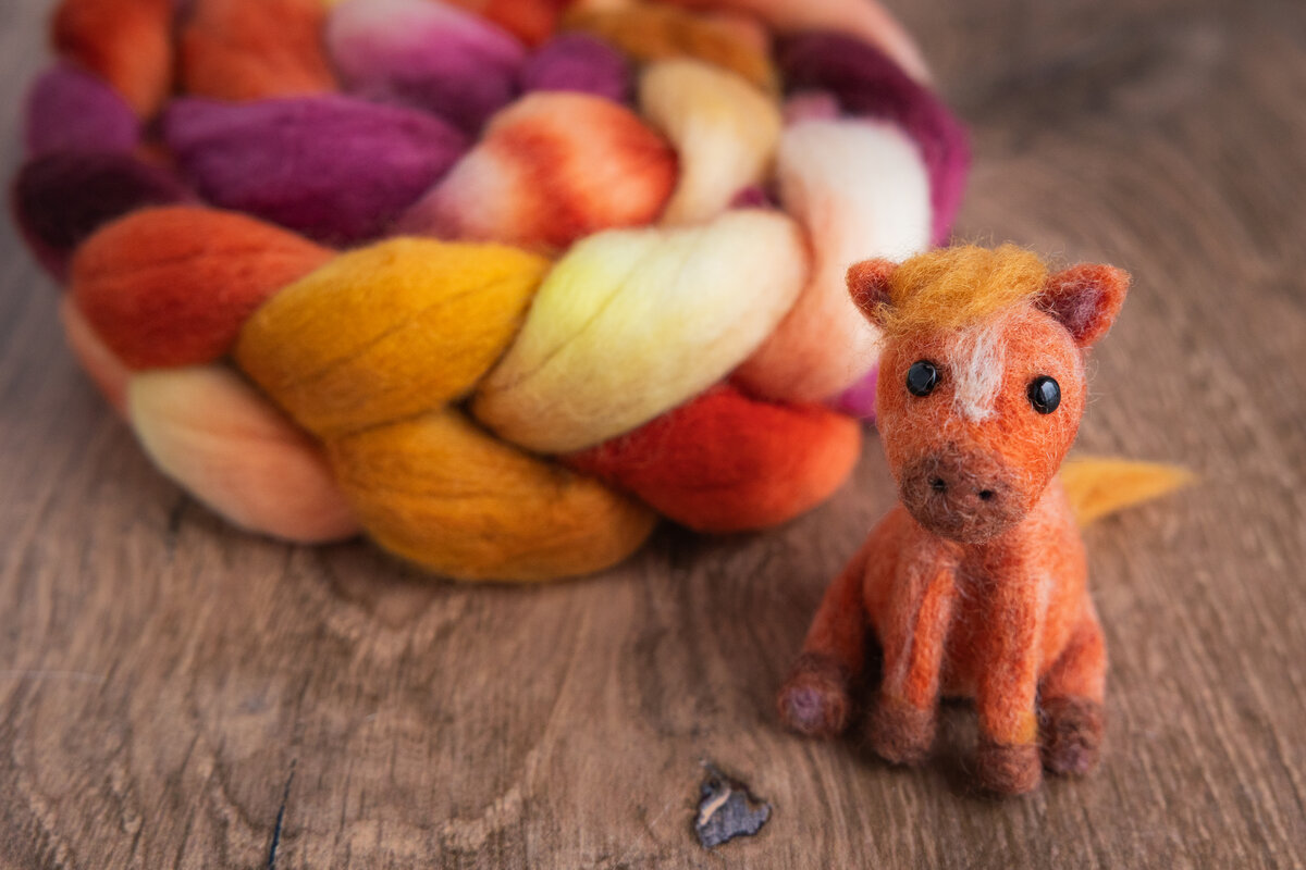 Corriedale Fibre in Fuel on the Fire Felted horse by Chun Hoi Chan