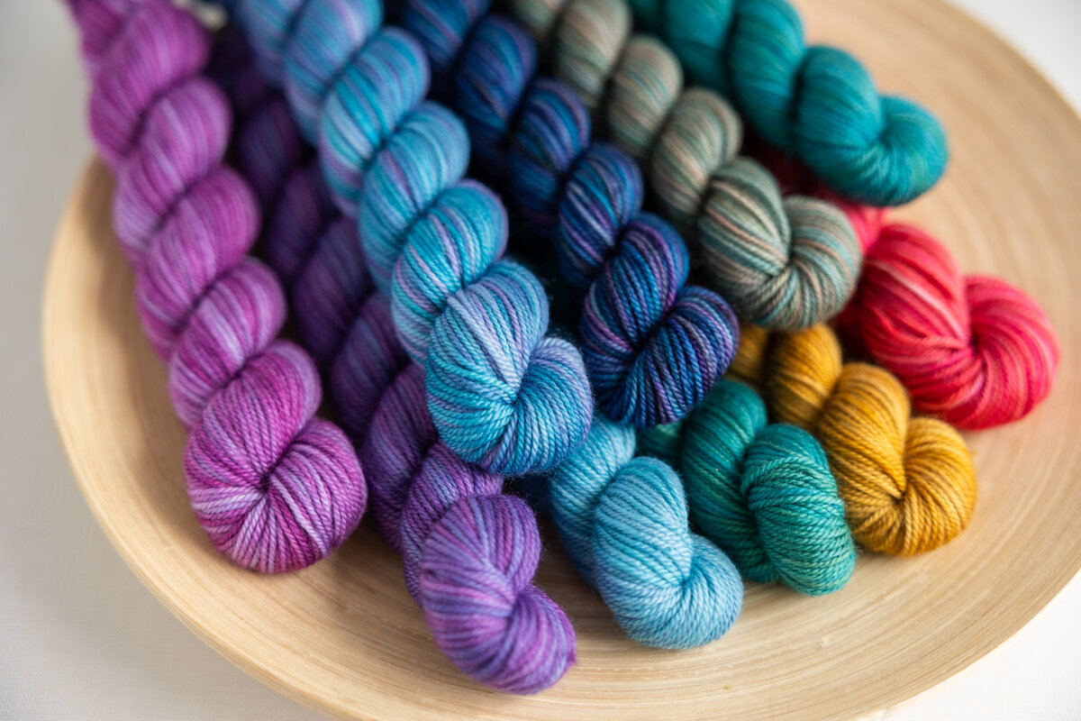 Example of mini-skein yarns from 2025 Mystery Bag Sale