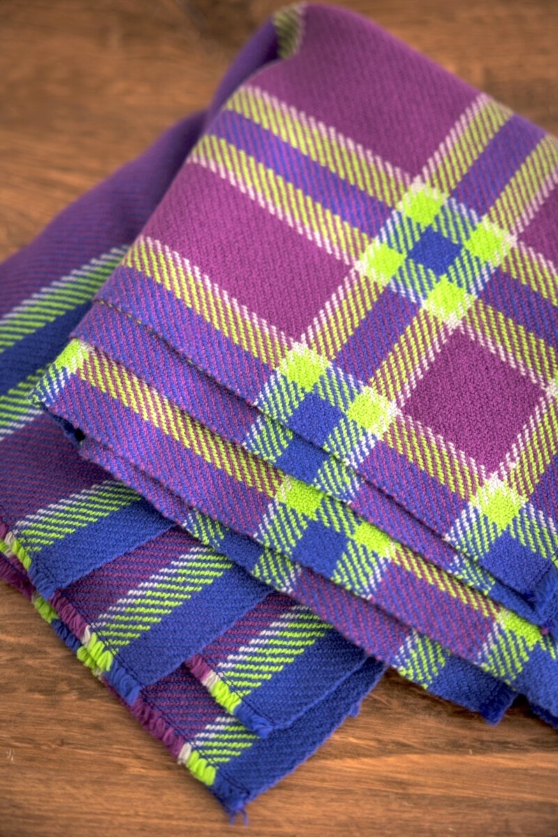 Design by: Kathryn Steely Gist Beam 8/2 Cotton in: Cobalt, Jam, Pistachio, and Mist 4 cones
