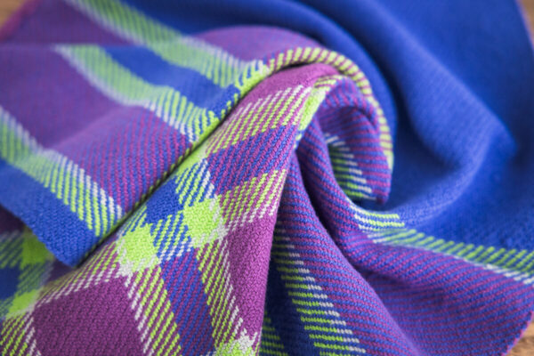 Design by: Kathryn Steely Gist Beam 8/2 Cotton in: Cobalt, Jam, Pistachio, and Mist 4 cones