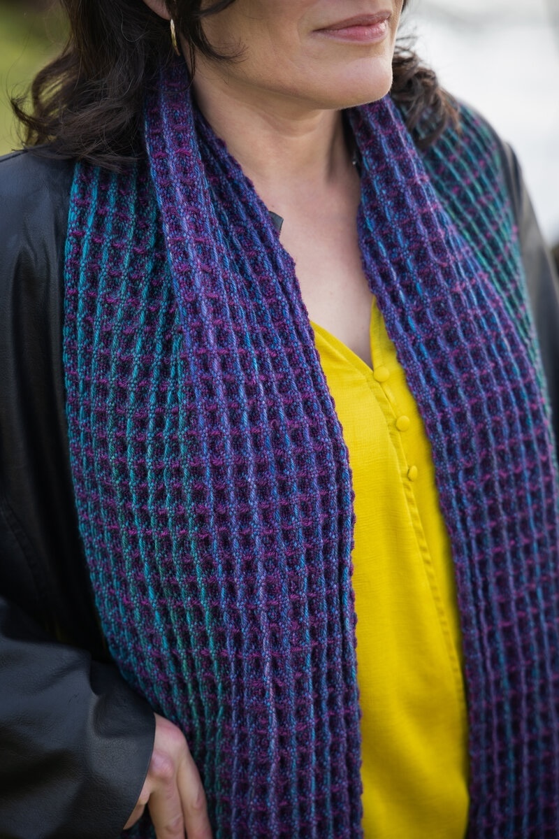 Design by Felicia Lo Woven in Trifecta Fine: Odyssey, Atlantis (warp) and Luna (weft) Model: Greta Cornejo Photos: Brigid Zurock