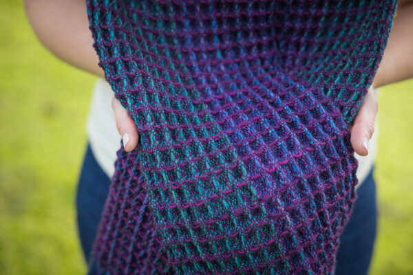 Design by Felicia Lo Woven in Trifecta Fine: Odyssey, Atlantis (warp) and Luna (weft) Model: Greta Cornejo Photos: Brigid Zurock