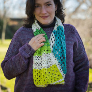Lacy and colourful cowl in a variety of crochet stitches