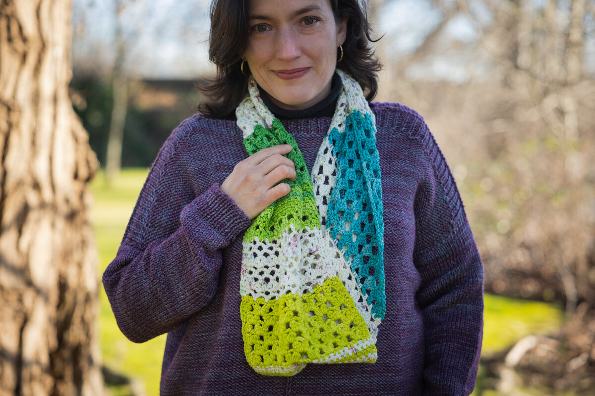 Lacy and colourful cowl in a variety of crochet stitches