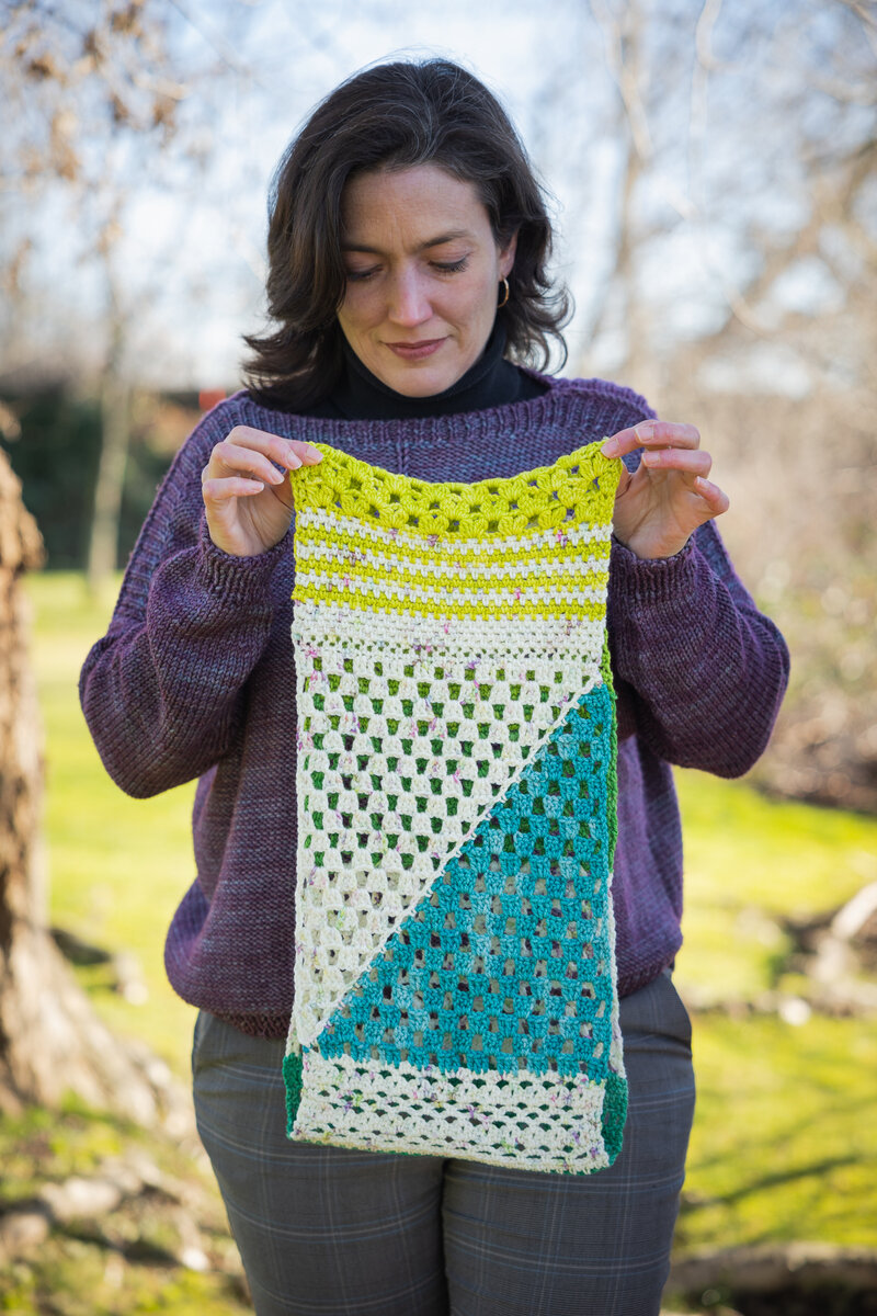 Lacy and colourful cowl in a variety of crochet stitches