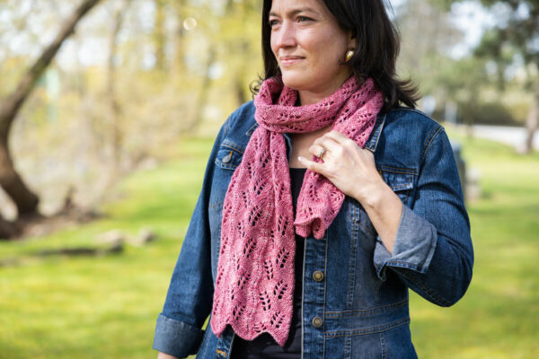 Design by Barb Barone Machine Knit in Merino DK Camellia, 2 skeins
