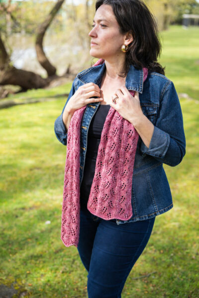 Design by Barb Barone Machine Knit in Merino DK Camellia, 2 skeins