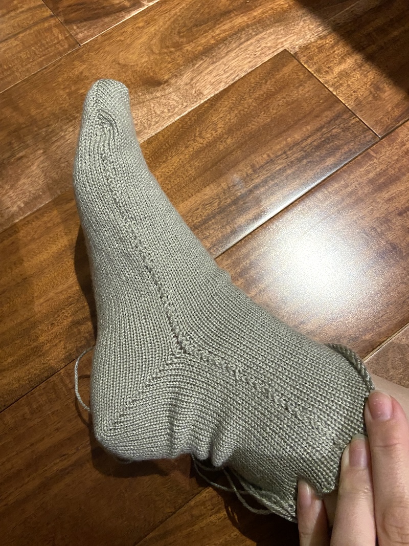 Machine knitting sock