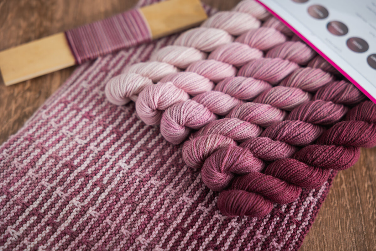 hand dyed mini-skeins plus knit gradient cowl