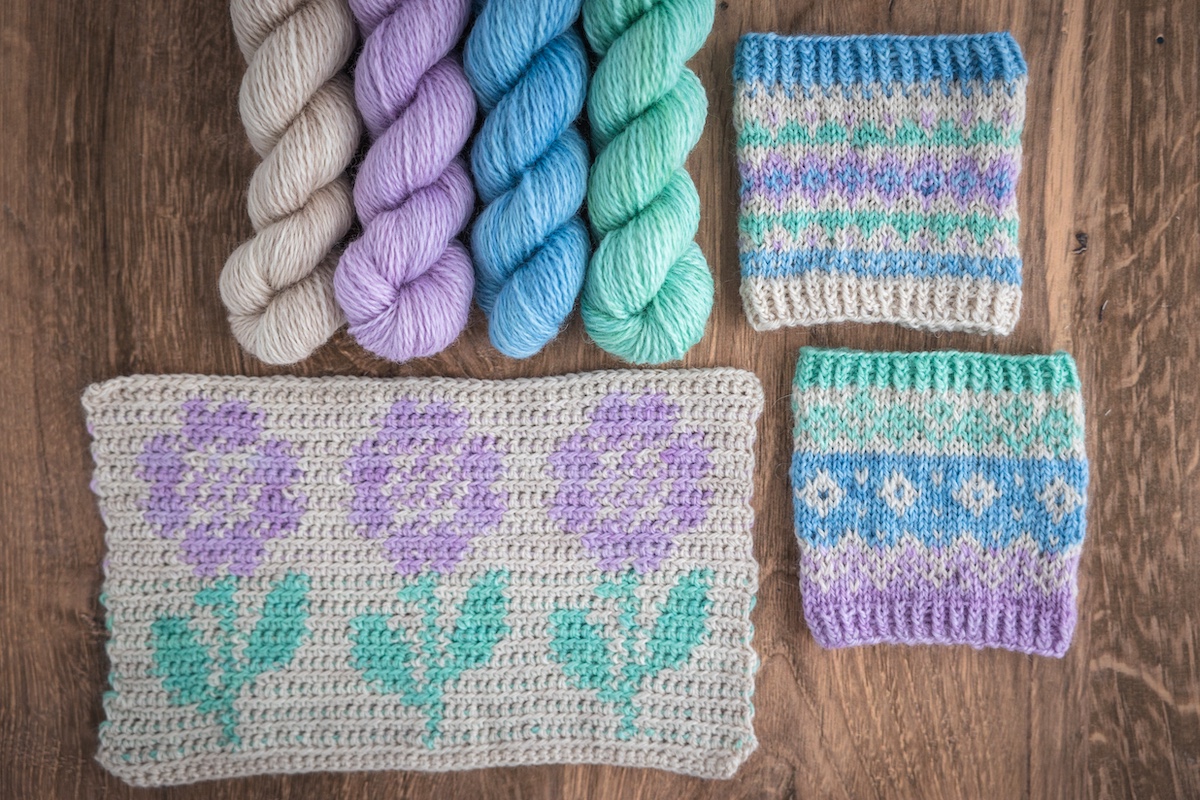 Knit and crochet projects made using Spring Mix Club mini-skeins